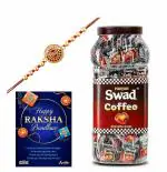 Swad Panjon Premium Rakhi Gift Hamper for Raksha Bandhan |Brother/Bhai/Veera/Kids Pack Of 3 Items| Coffee 200 Tab Candy Jar+1 Rakhi+Greeting Card |Raakhi Gift Set