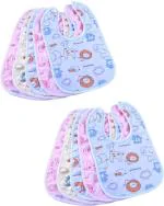 Mom's Pride Crawl'In Multicolor Cotton Double Layered Waterproof Button Bibs Multicolor (Pack Of 3)