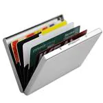 OFIXO Credit Card Holder Protector Stainless Steel Credit Card Wallet Slim Metal Credit Card Case for Women or Men (Matt-Silver)