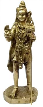 Kalarambh Brass Lord Mahadev / Bholenath / Shiva / Shiv / Shankar Ji Idol Murti Statue for Home Pooja Puja Mandir Decor Collectible Handicraft Art, Yellow, 3 x 2.5 x 8 Inch (L x W x H)