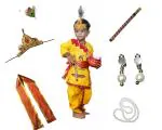 Kaku Fancy Dresses Krishna Costume for Kids | Kids Krishna Dress for Janmashtami/Kanha/Krishnaleela/Mythological Character Krishna Fancy Dress Costume for Boys/Girls - Yellow (4-5 Years)