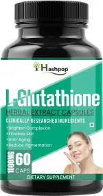 Hashpop L- Glutathione Capsules For Glow Skin With Grape Seed Vitamin C -1000Mg - 60Cap