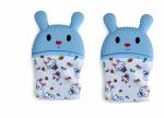 Sherni Multicolor Bunny Shaped Silicone Self Soothing Teether Mittens Gloves,3-18 m, Teething Mitten Silicone Self Soothing Glove (Pack of 2, Blue)