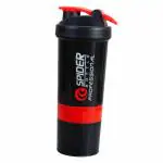 MOBONE Spider Protein Shaker Bottle 500ml with 2 Storage Extra Compartment for Gym (Multicolor)