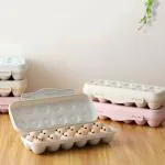 SAVREEN 18 Cell Egg Box Covered Egg Holder Fridge Egg Shell Chicken Eggs Organiser Egg Container Heads for Home Kitchen Freezer Chest