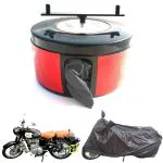 BIKEBLAZER Gun Metal Black Royal Enfield Classic 350 and 500 Nylon Semi Automatic Bike Body Cover
