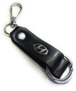 Jdp Novelty Black Leather Hyundai Car Keychain