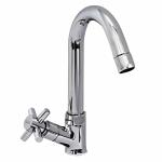 SPAZIO Lybra Brass Swan Neck Pillar Cock Chrome Plated/Wash Basin Tap/Bathroom Tap/Quarter Turn Tap/Water Foam Flow Tap