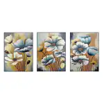 WALLCHITRA Flower Canvas Wall Art Painting for Home Decor with wooden frame in Set of 3