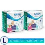 lyfcare Adult Pull -Up Pants Diapers ,Large-20 Pieces (Pack Of 2, Each 10 Pieces) , Waist Size (75-100 Cm | 30 -39 Inch)