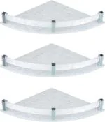 Flaner Bathroom Corner Shelf / Perfume Shelf (9 * 9 Inch) Acrylic Wall Shelf (No. Of Shelves - 3, White)