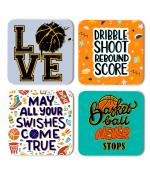 Whats Your Kick Love Basketball Printed Set of 4 Coasters With Beautiful Metal Stand