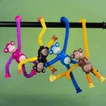 PlayVista Children Elastic Tubes Toy Telescopic Suction Cup Monkey Toy Stress Relief Toy Telescopic Suction Cup Monkey Toy Unique Cute Animal Design Stretchy With Lights Toys for kids Pack of 2