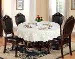 Kuber Industries Flower Design Round Table Cover For Kitchen Dining Room Restaurant Party Decoration (Cream)