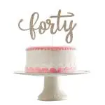 Festiko Forty Cake Topper Rose Gold Glitter, 40th Birthday Cake Topper, 40 Cake Topper, 40th Birthday Decorations For Women