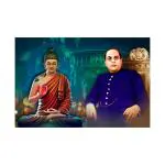 Dharvika Innovations Multicolor Vinyl Babasaheb Ambedkar And Buddha Painting Sparkle Coated Self Adhesive Wallpaper Without Frame Digital Reprint, 24 X 36 Inch