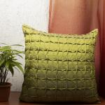 Zeba Green Plain Polyester Cushion Cover - 16 X 16 Inch