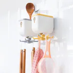 Tallin 360 Rotating Folding Hooks with Hanging Wall Mounted Self Adhesive Shelf for Kitchen