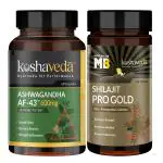 Koshaveda Shilajit Pro Gold by MuscleBlaze (60 Tablets) with Ashwagandha AF-43 600mg (60 Capsules) | for Strength & Recovery