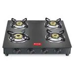Prestige Magic Plus GTMP 04 SQ LP Gas Stove(Black, With Powder Coated Body, Glass Top and 4 U Brass Burners)