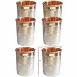 Prisha India Craft Luxury Design Steel Copper Glass Capacity 250 ML, Set of 6
