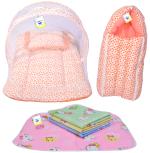 Toddylon New Born Baby Bedding Set Combo Mattress with Net Sleeping Bag & Nappy Changing Mat Sheets