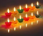 MOSTSHOP 12 Pcs Designer Transparent and Reusable Diya,3D Reflection Diya | Diya Set Festival Diwali Decor Diya Lights for Decoration New Multi Design Multi Colour
