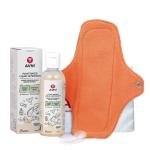 Avni Cotton Fluff Certified Washable Panty Liner Period Wear Wash - 4 Panty Liners And 100Ml Wash (Set Of 5)