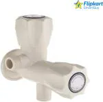 Cossimo White Plastic Fk-Twa-01 Two In One Angle Tap Twin Elbow Valve Faucet Wall Mount Installation Type