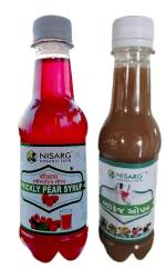 NISARG ORGANIC FARM Combo of Prickly Pear and Blockage Open Syrup I Natural Healthy Drink I Instant Delicious I Support Health for Immunity & Hemoglobin Boost, Weight Loss - 300ml (6 Pack)