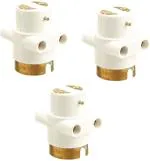 Jelectricals White Brass Parellal Adpater Light Socket (Pack Of 3)