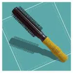 Scarlet Line Round Cork Wood Hair Brush with Soft Touch Anti Slip Handle for Men and Women, Black Color