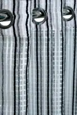 Parada Online Black, White Checkered Tissue Linen and Net Strips Design Window, Door Curtain 7ft (Pack of 2)