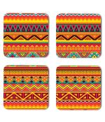 Whats Your Kick Pattern Design Orange And Yellow Pattern Design Printed Set of 4 Coaster With Metal Stand