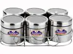 Apeiron Silver Stainless Steel Spice Container With Spoon And Wire Stand 350 ml (Pack Of 13)