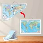 GO WOO SMALL - 100 AUSTRALIA PHYSICAL OUTLINE MAP FOR SCHOOL and 2 IN 1 WORLD POLITICAL AND PHYSICAL MAP IN ENGLISH | Set of 1 map and 1 chart