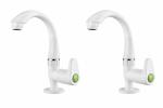 JINDAL PTMT Pillar Cock Tap/Plastic Faucet/Swan Neck Pillar Cock Faucet/Tap with Swinging Spout/Tap for Bathroom/Deck Mounted Pillar Cock Faucet/Basin Tap with Flange/Tonti/Pack of 2/PTMT 0050(White)