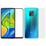 Kite Digital Redmi 10X Back Screen Protective Film Carbon Fiber Skin Transparent Screen Guard Sticker + 5D/6D/11D/21D Black Premium Tempered Glass Screen Protector