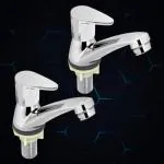 Luxyloom Pillar Cock Basin Tap for Bathroom/Kitchen | Pack of 2 | Basin Water Taps Faucet with Chrome Finish