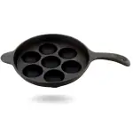 Trilonium ButterMold Pre-Seasoned Cast Iron Round Long Handle 7 Pits Paniyarakal | Paniyaram Pan