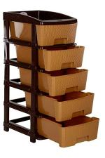 Konquer TimeS Light Brown Plastic Multi-Purpose Modular Drawer Storage System for Home (5 Drawers)
