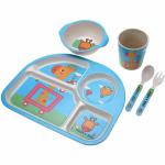 Funblast Multicolor Eco Friendly Bamboo Fiber Dinner Set For Kids And Toddlers 5 Pcs