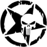 Star Bullet Sticker & Decal for Car & Bike (Black)13 x 9 cm