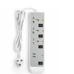 Syska EBU 0302 3 Socket Extension Boards with Individual Switch (White, Grey, 2 m, With 2 USB Port)