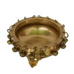 Kalarambh Brass Urli Bowl with Gunghroo Small Bell Design for Home Office Mandir Temple Pooja Puja Decorative Collectible Handicraft Art - Yellow, 6 x 6 x 3.5 inch (L x W x H)