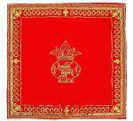 Bhakti Lehar Red Comfortable Embroidered Swastik Kalash Jari Design Pooja Aasan Cloth 18X18 Inch