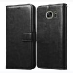 Casotec Premium Leather Kickstand Wallet Flip Case Cover with Magnetic Closure for Samsung Galaxy S7 edge - Black