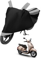 Auto Hub Bike Cover for Bajaj Chetak Electric , Dustproof UV Protection water resistant Custom Fit Cover-(Black-Silver )