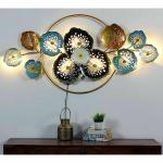 Antaryuga Multi03 Metal Mural Flower Family Wall Art With Led Lights Decorative Wall Art, 122 X 8 X 64 cm