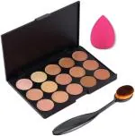 Hot Beauty 15 Colors Contour Face Concealer Makeup Palette With 1 Pcs Brush & 1 Sponge Puff (3 Items in the set)
